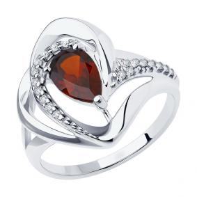 Серебряное кольцо Diamant 94-310-00630-2 с фианитом и гранатом 94-310-00630-2 фото