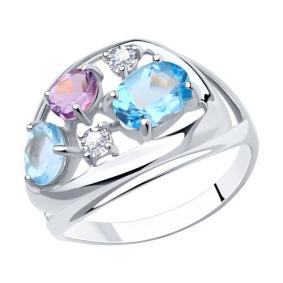 Серебряное кольцо Diamant 94-310-00660-2 с топазом, фианитом и аметистом 94-310-00660-2 фото