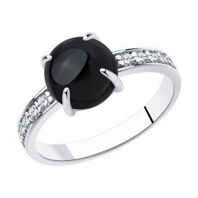 Серебряное кольцо Diamant 94-310-00887-2 с фианитом и агатом 94-310-00887-2 фото