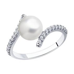 Серебряное кольцо Diamant 94-310-01118-1 с фианитом и жемчугом 94-310-01118-1 фото