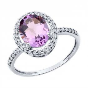 Серебряное кольцо Diamant 94-310-01999-2 с фианитом и аметистом 94-310-01999-2 фото