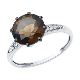 Серебряное кольцо Diamant 94-310-02040-3 с фианитом и раухтопазом 94-310-02040-3 фото