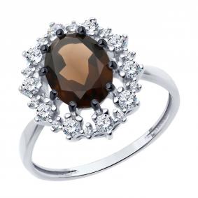 Серебряное кольцо Diamant 94-310-02042-4 с фианитом и раухтопазом 94-310-02042-4 фото