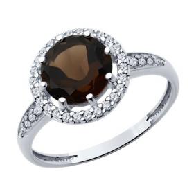 Серебряное кольцо Diamant 94-310-02052-4 с фианитом и раухтопазом 94-310-02052-4 фото