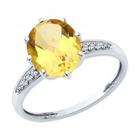 Серебряное кольцо Diamant 94-310-02054-5 с фианитом и цитрином 94-310-02054-5 фото