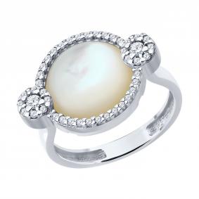 Серебряное кольцо Diamant 94-310-02314-1 с фианитом и перламутром 94-310-02314-1 фото