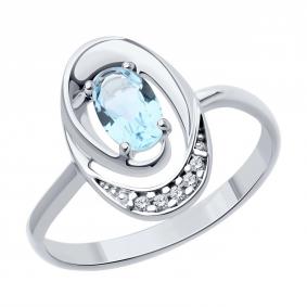 Серебряное кольцо Diamant 94-310-02686-2 с топазом и фианитом 94-310-02686-2 фото