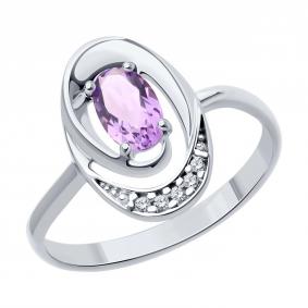 Серебряное кольцо Diamant 94-310-02686-3 с фианитом и аметистом 94-310-02686-3 фото