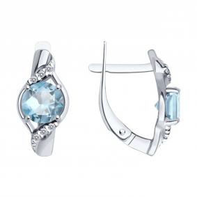 Серебряные серьги Diamant 94-320-00175-1 с топазом и фианитом 94-320-00175-1 фото