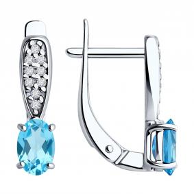 Серебряные серьги Diamant 94-320-00176-1 с топазом и фианитом 94-320-00176-1 фото