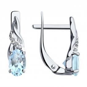 Серебряные серьги Diamant 94-320-00177-1 с топазом и фианитом 94-320-00177-1 фото