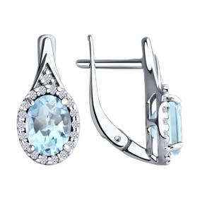 Серебряные серьги Diamant 94-320-00179-1 с топазом и фианитом 94-320-00179-1 фото