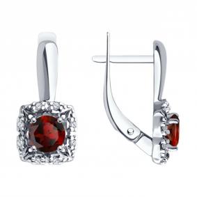 Серебряные серьги Diamant 94-320-00180-2 с фианитом и гранатом 94-320-00180-2 фото
