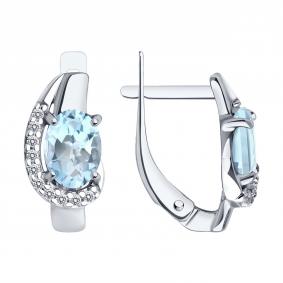 Серебряные серьги Diamant 94-320-00183-1 с топазом и фианитом 94-320-00183-1 фото