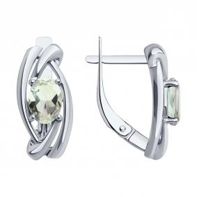 Серебряные серьги Diamant 94-320-00186-2 с празиолитом 94-320-00186-2 фото
