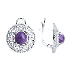 Серебряные серьги Diamant с чароитом 94-320-00839-1 94-320-00839-1 фото