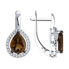 Серебряные серьги Diamant 94-320-02047-2 с фианитом и раухтопазом 94-320-02047-2 фото