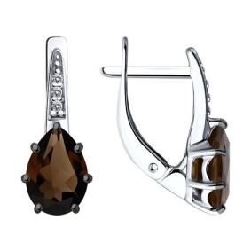 Серебряные серьги Diamant 94-320-02059-3 с фианитом и раухтопазом 94-320-02059-3 фото