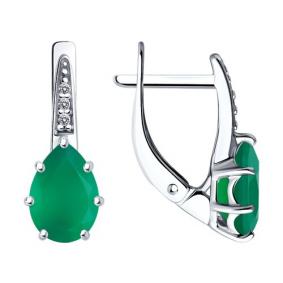 Серебряные серьги Diamant 94-320-02059-4 с фианитом и агатом 94-320-02059-4 фото