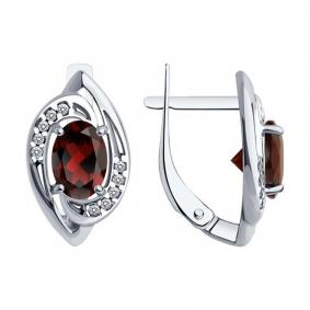 Серебряные серьги Diamant 94-320-02685-3 с фианитом и гранатом 94-320-02685-3 фото