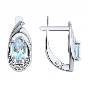 Серебряные серьги Diamant 94-320-02686-2 с топазом и фианитом 94-320-02686-2 фото