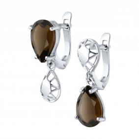 Серебряные серьги Diamant 94-320-02688-3 с раухтопазом 94-320-02688-3 фото