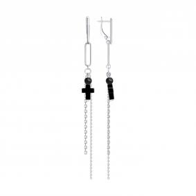 Серебряные серьги-кресты Diamant с гематитом 94-321-00036-1 94-321-00036-1 фото