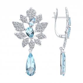 Серебряные серьги Diamant 94-321-00111-1 с топазом и фианитом 94-321-00111-1 фото
