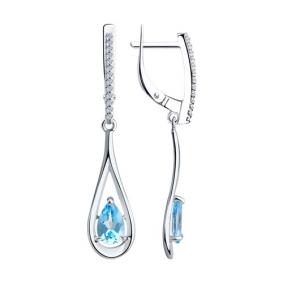 Серебряные серьги Diamant 94-321-00526-1 с топазом и фианитом 94-321-00526-1 фото