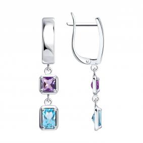 Серебряные серьги Diamant 94-321-01769-2 с топазом и аметистом 94-321-01769-2 фото