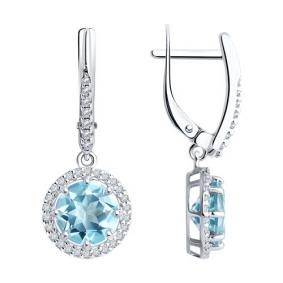 Серебряные серьги Diamant 94-321-02052-1 с топазом и фианитом 94-321-02052-1 фото
