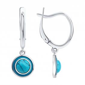 Серебряные серьги Diamant 94-321-02367-1 с бирюзой 94-321-02367-1 фото