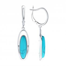 Серебряные серьги Diamant 94-321-02375-1 с бирюзой 94-321-02375-1 фото