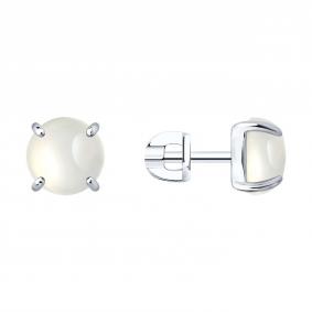 Серебряные серьги Diamant 94-322-02384-3 с лунным камнем 94-322-02384-3 фото