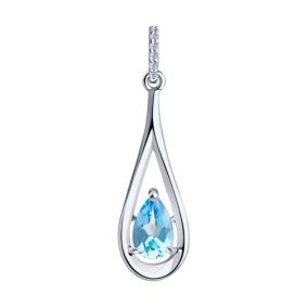 Серебряная подвеска Diamant 94-330-00526-1 с топазом и фианитом 94-330-00526-1 фото