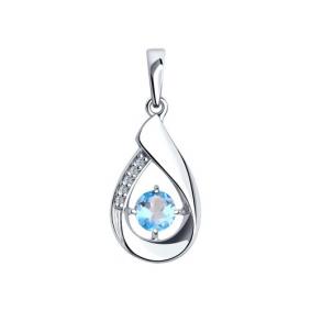 Серебряная подвеска Diamant 94-330-00695-1 с топазом и фианитом 94-330-00695-1 фото