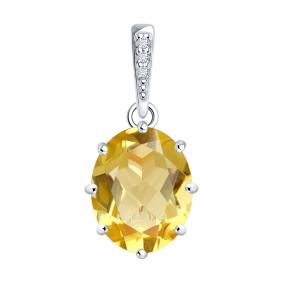 Серебряная подвеска Diamant 94-330-02054-5 с фианитом и цитрином 94-330-02054-5 фото