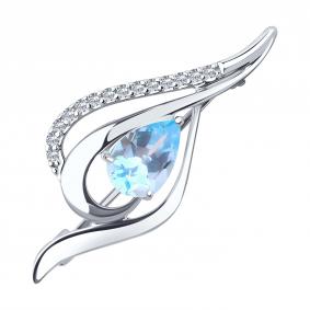 Серебряная брошь Diamant 94-340-01045-1 с топазом и фианитом 94-340-01045-1 фото