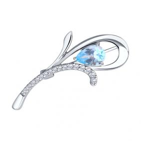 Серебряная брошь Diamant 94-340-01049-1 с топазом и фианитом 94-340-01049-1 фото