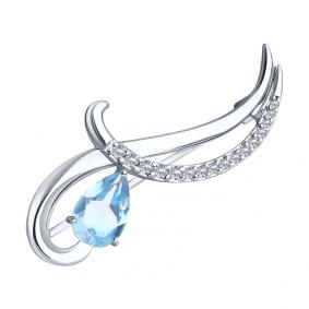Серебряная брошь Diamant 94-340-01053-1 с топазом и фианитом 94-340-01053-1 фото