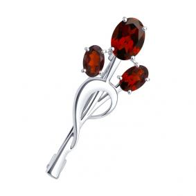 Серебряная брошь Diamant 94-340-01165-2 с гранатом 94-340-01165-2 фото