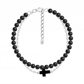 Серебряный браслет-крест Diamant с гематитом 94-350-00033-1 94-350-00033-1 фото