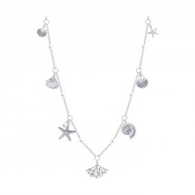 Серебряное колье Diamant 94-370-00018-1 с фианитом и жемчугом 94-370-00018-1 фото