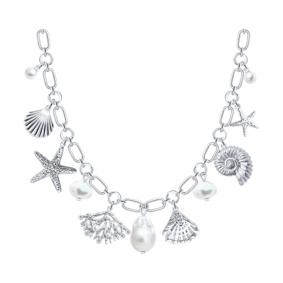 Серебряное колье Diamant 94-370-00018-2 с фианитом и жемчугом 94-370-00018-2 фото