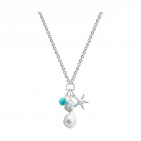 Серебряное колье Diamant 94-370-00026-1 с жемчугом и бирюзой 94-370-00026-1 фото