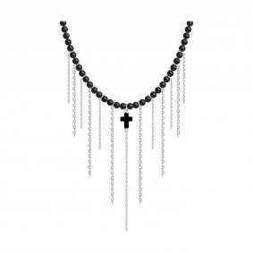 Колье-крест из серебра Diamant с гематитом 94-370-00033-1 94-370-00033-1 фото