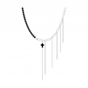 Серебряное колье-крест Diamant с гематитом 94-370-00036-1 94-370-00036-1 фото