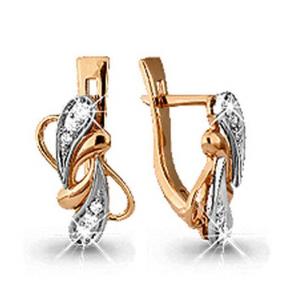 Золотые серьги AQUAMARINE 940085к с бриллиантом 940085к фото