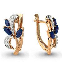 Золотые серьги AQUAMARINE 940087к с бриллиантом 940087к фото