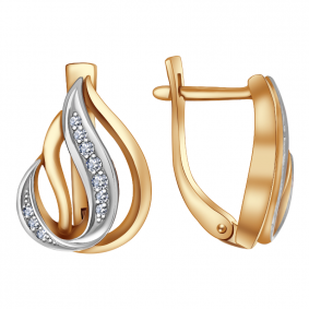 Золотые серьги AQUAMARINE 940094к с бриллиантом 940094к фото